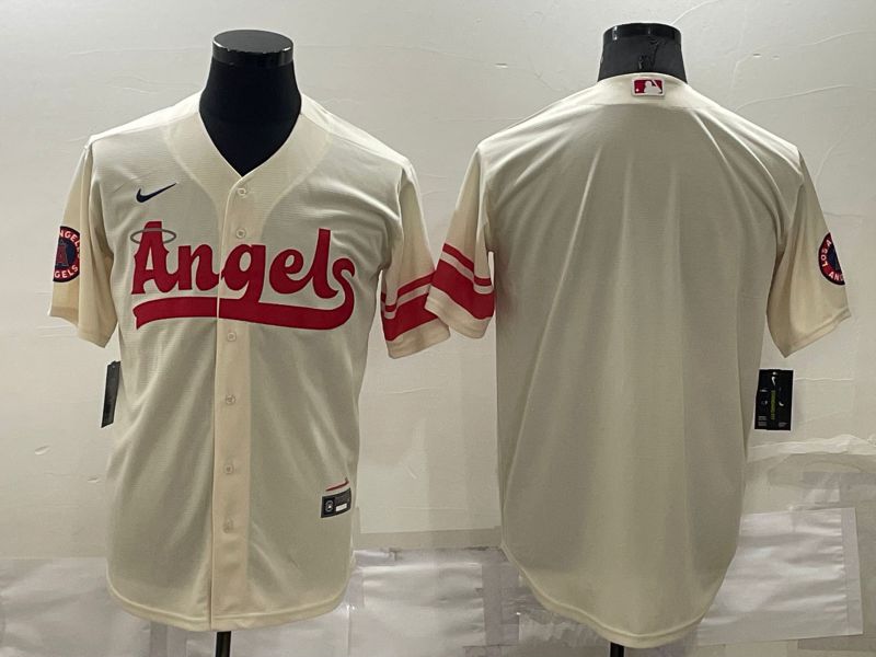 Men Los Angeles Angels Blank Cream City Edition Game Nike 2022 MLB Jersey